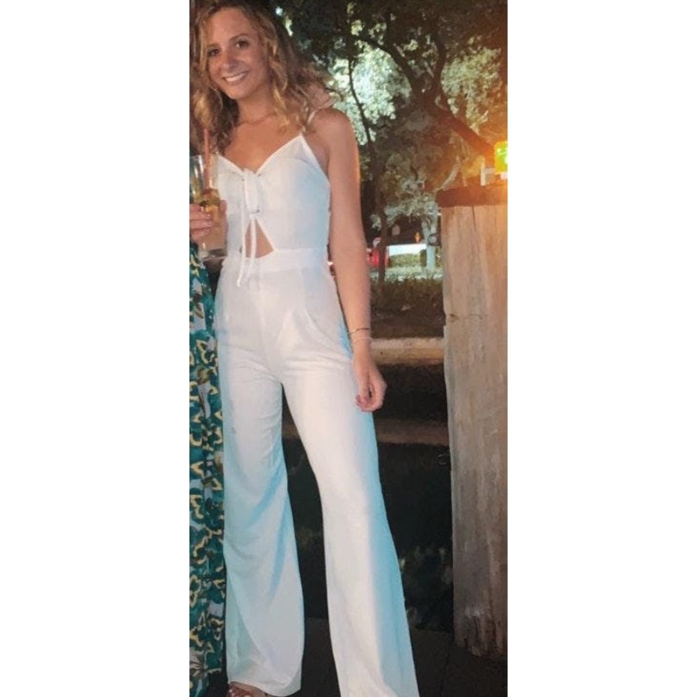 Boohoo white jumpsuit